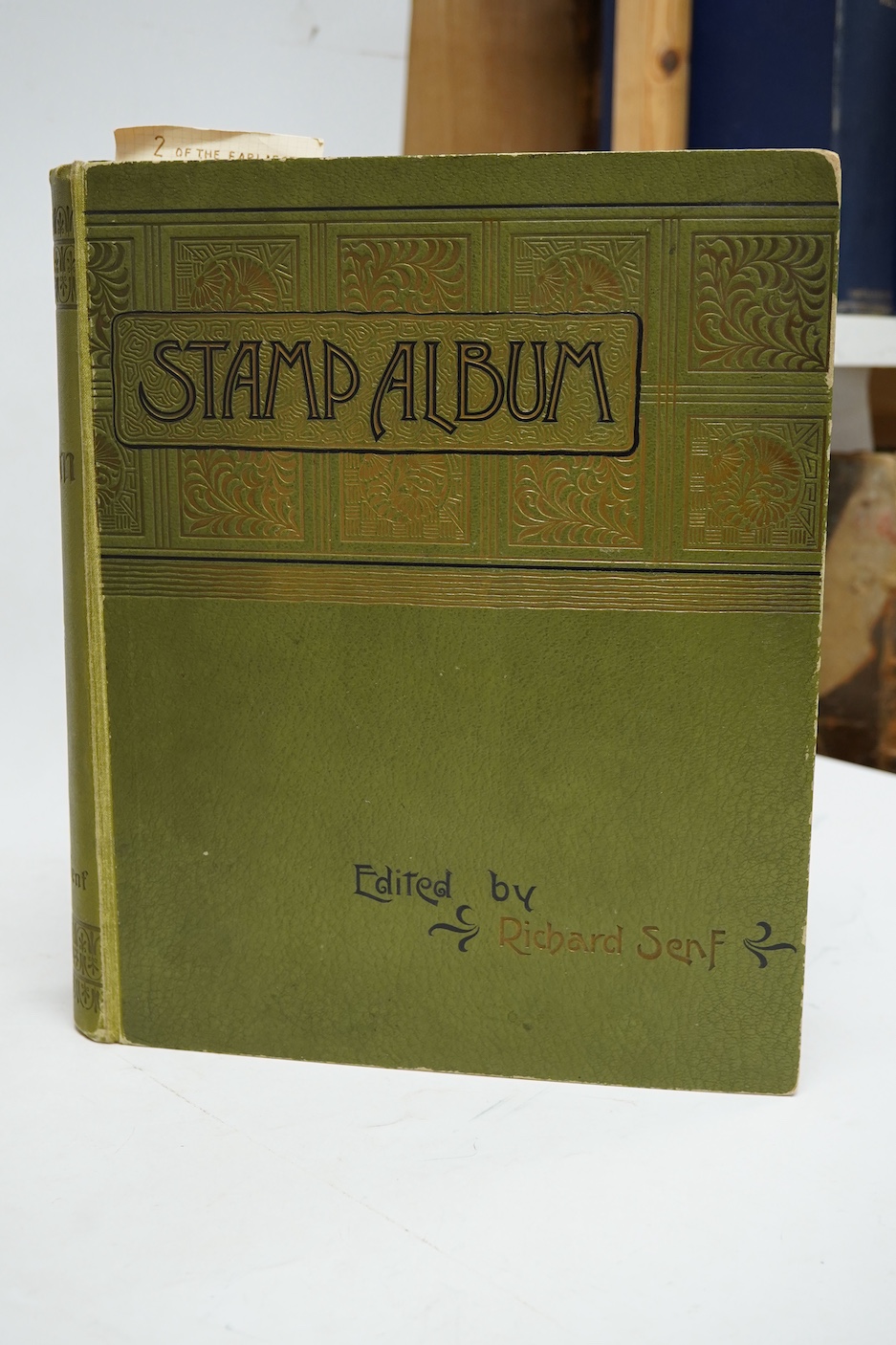 A collection of stamp albums, unmounted stamps and empty stock sheets, including a Victorian stamp album edited by Richard Senf, containing a selection of mid 19th century stamps, including an incomplete run of plated pe
